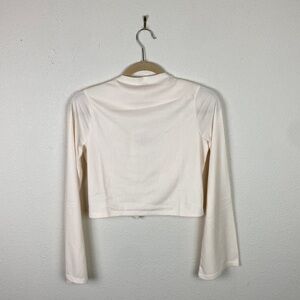 NWT Band of the Free | Cream Ivory Ribbed Open Back Long Sleeve Tie Crop Top
